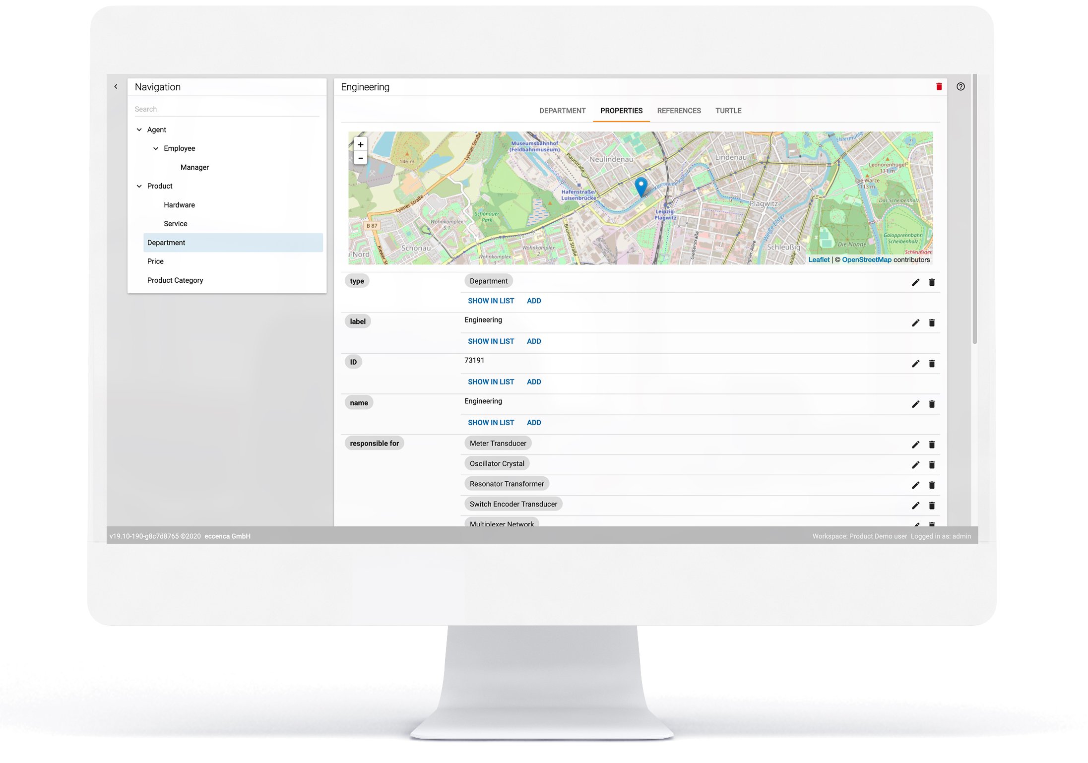 Example of metadata management interface